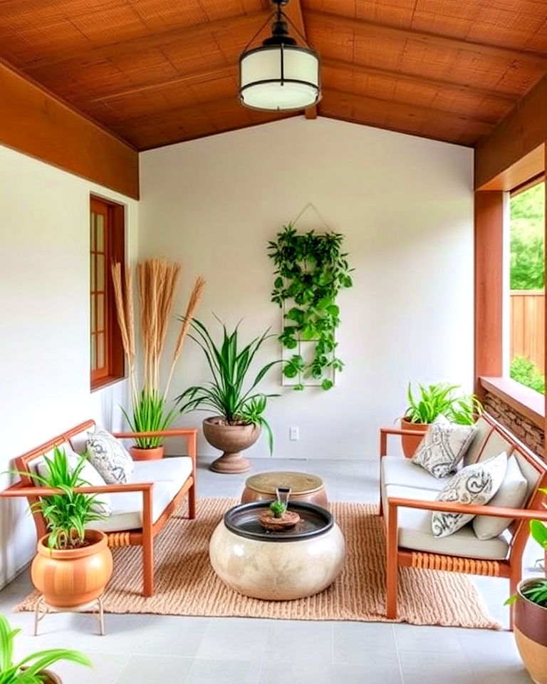 tranquil vibe zen inspired porch - 40 Covered Porch Ideas