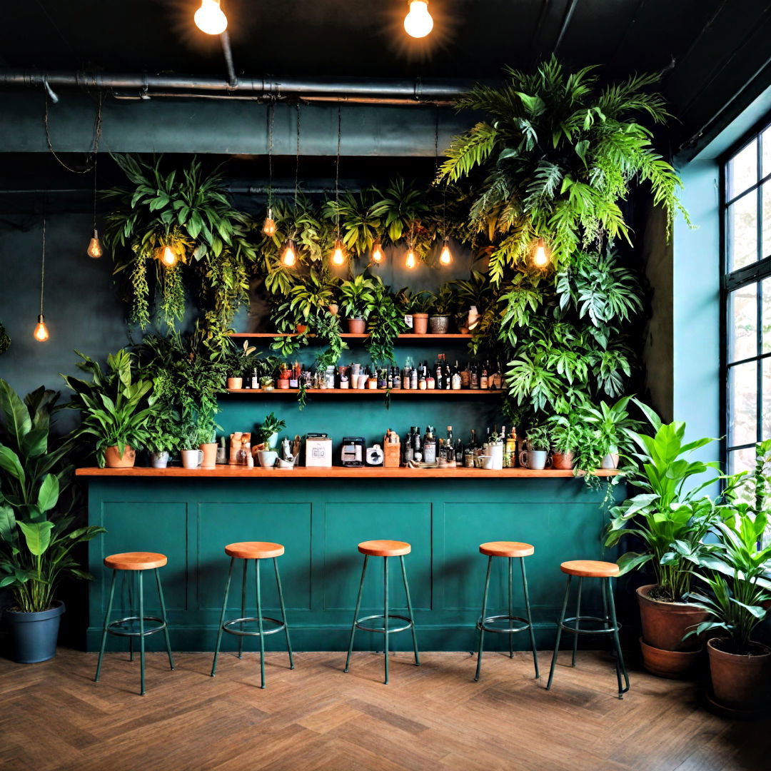 transform your cafe into a lush indoor garden - 40 Coffee Bar Ideas