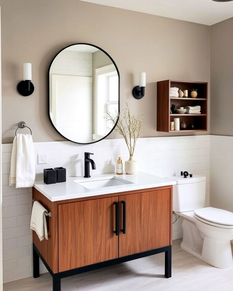 transitional bathroom with matte finishes - 30 Transitional Bathroom Ideas