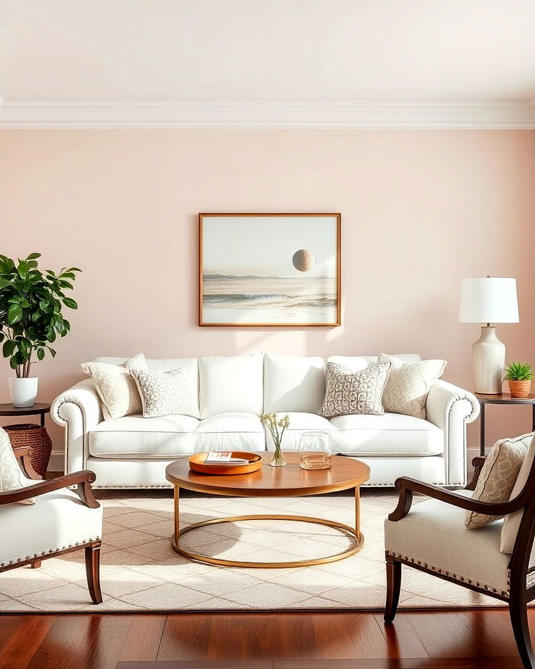 transitional style living room with white couch - 30 White Couch Living Room Ideas