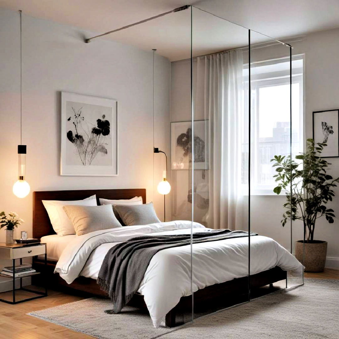 transparent partition for small bedroom - 40 Small Bedroom Ideas