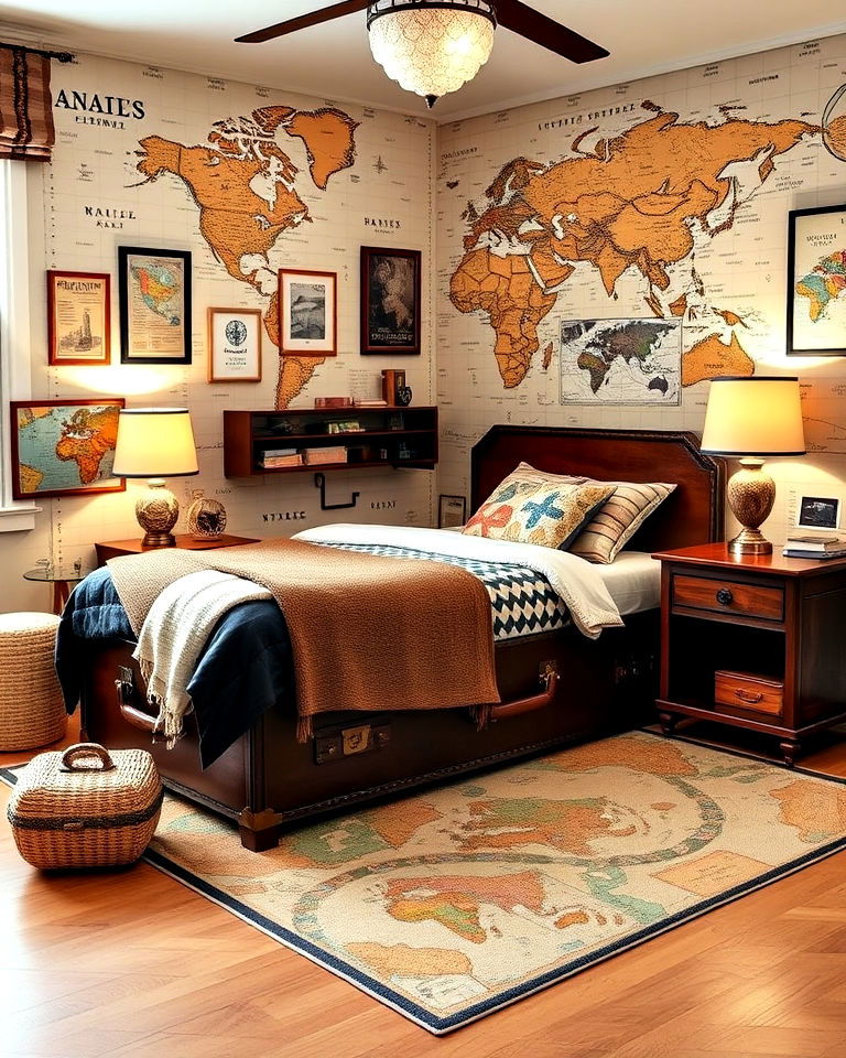 travel inspired bedroom - 40 Teenage Boy Bedroom Ideas