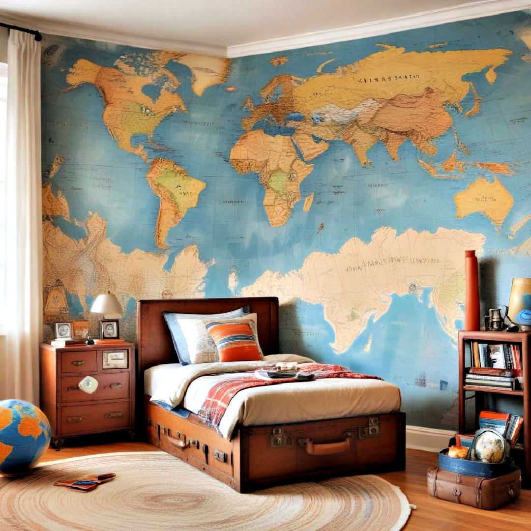 travel themed decor idea - 40 Boys Room Ideas