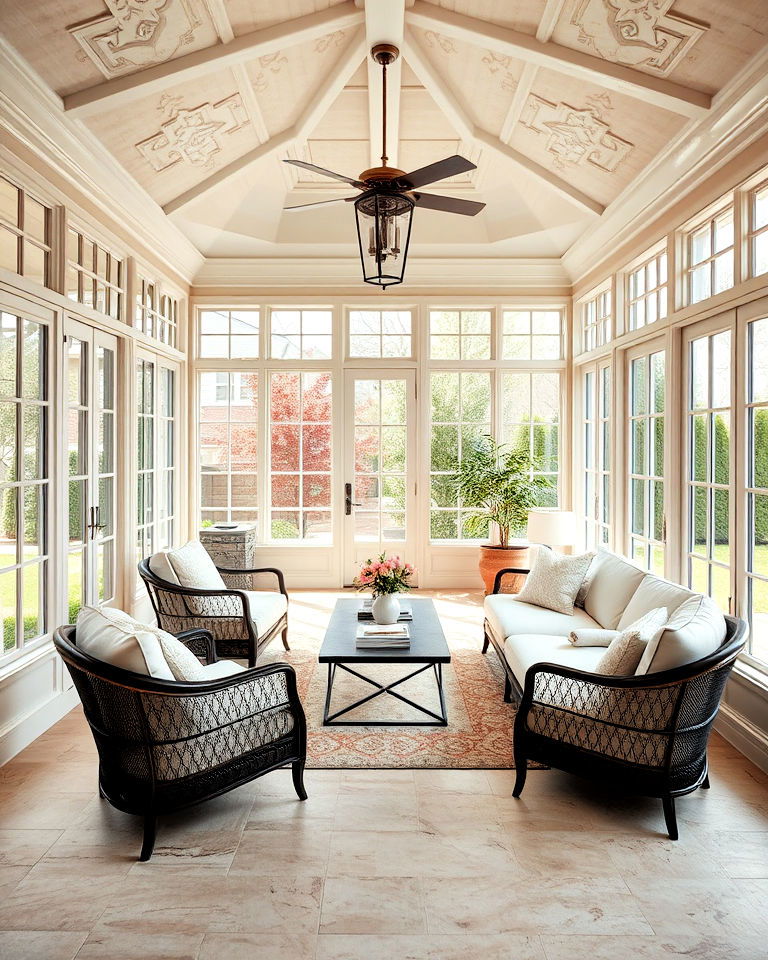 travertine floor tiles to add luxurious touch - 15 Sunroom Tile Floor Ideas