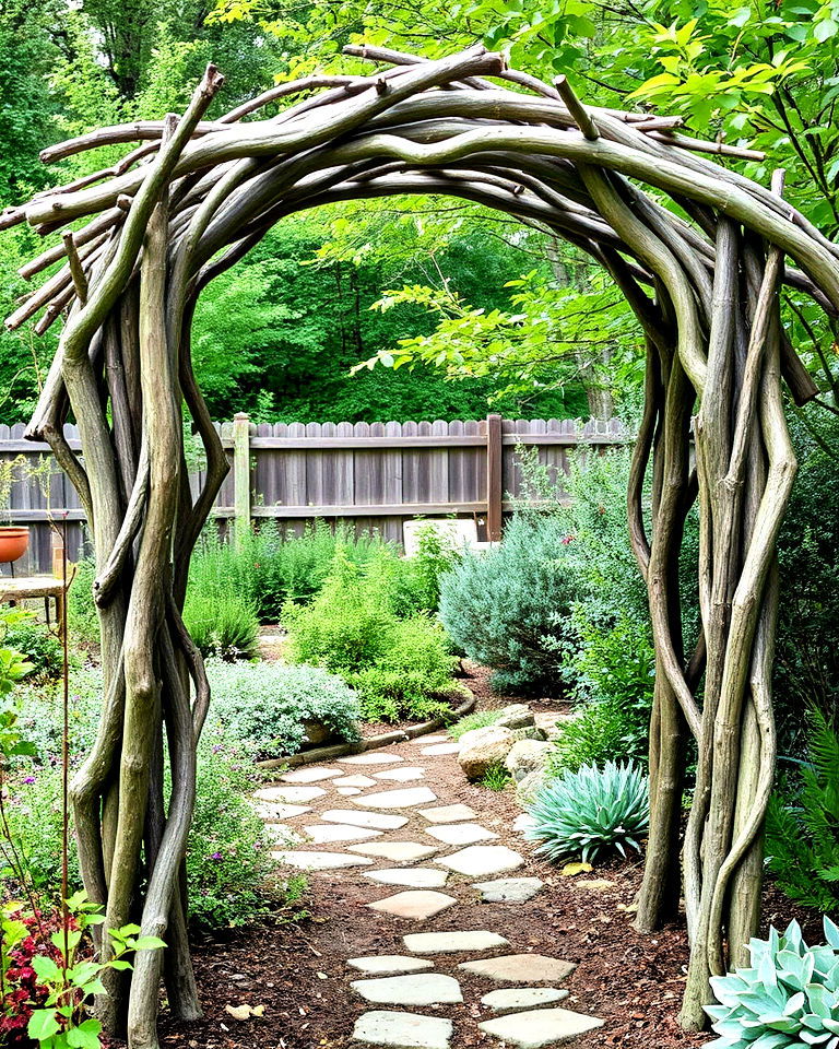 tree branch frame garden arbor - 40 Garden Arbor Ideas