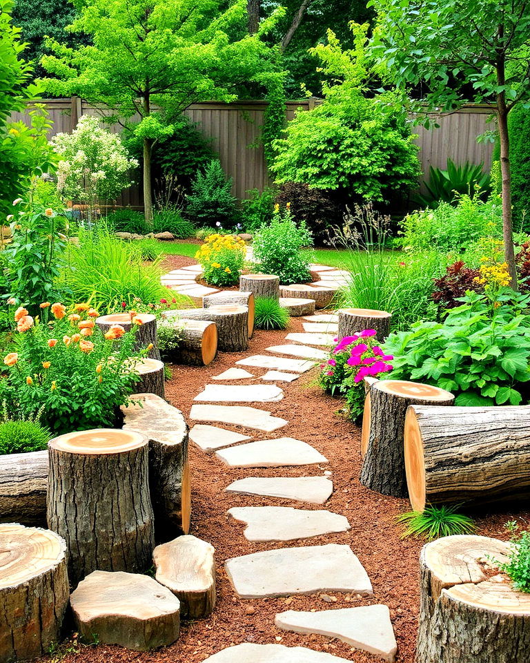 tree trunk border ideas - 30 Rustic Landscaping Ideas