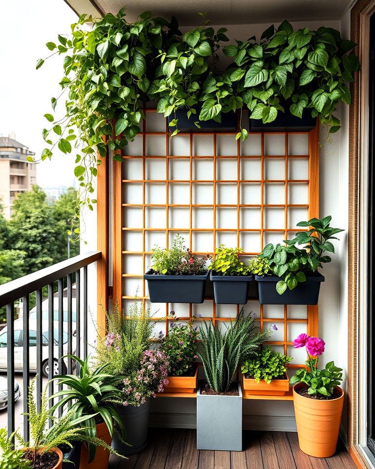trellis with built in planters for balcony - 20 Balcony Trellis Ideas