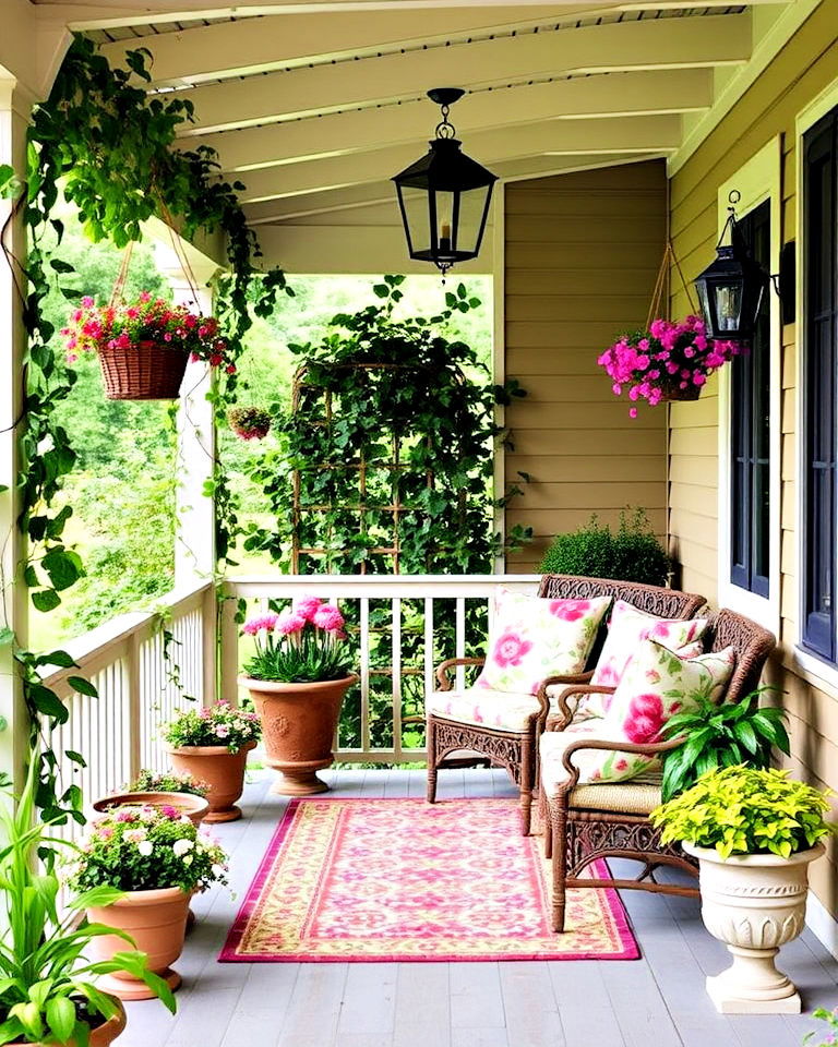trellises and flowers for garden inspired porch - 40 Covered Porch Ideas