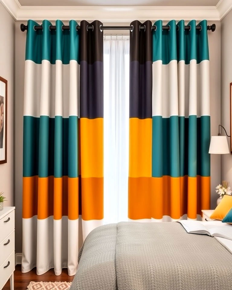 trendy color block closet curtains - 30 Closet Curtain Ideas