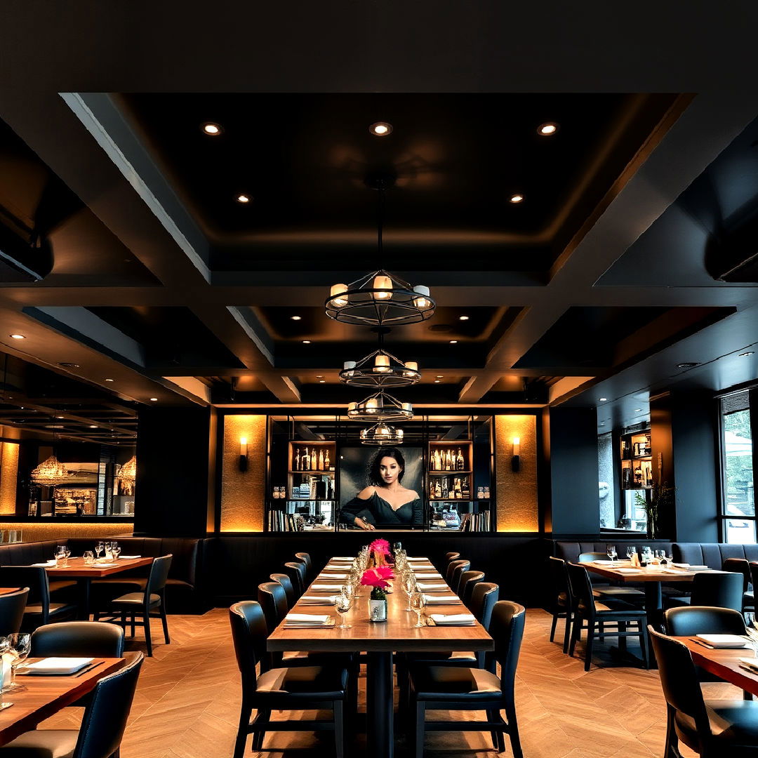 trendy restaurant ambiance - 25 Black Ceiling Design Ideas