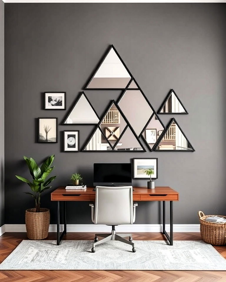 triangular mirror arrangement - 30 Mirror Gallery Wall Ideas