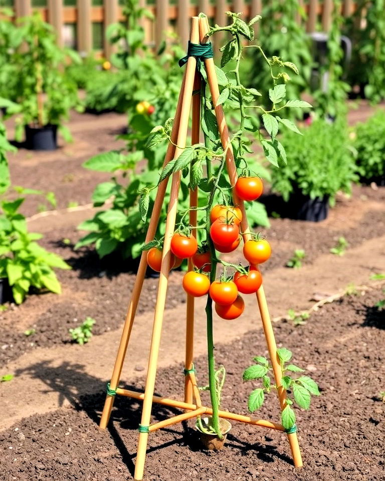tripod trellis effective solution to support tomatoes - 30 Tomato Trellis Ideas