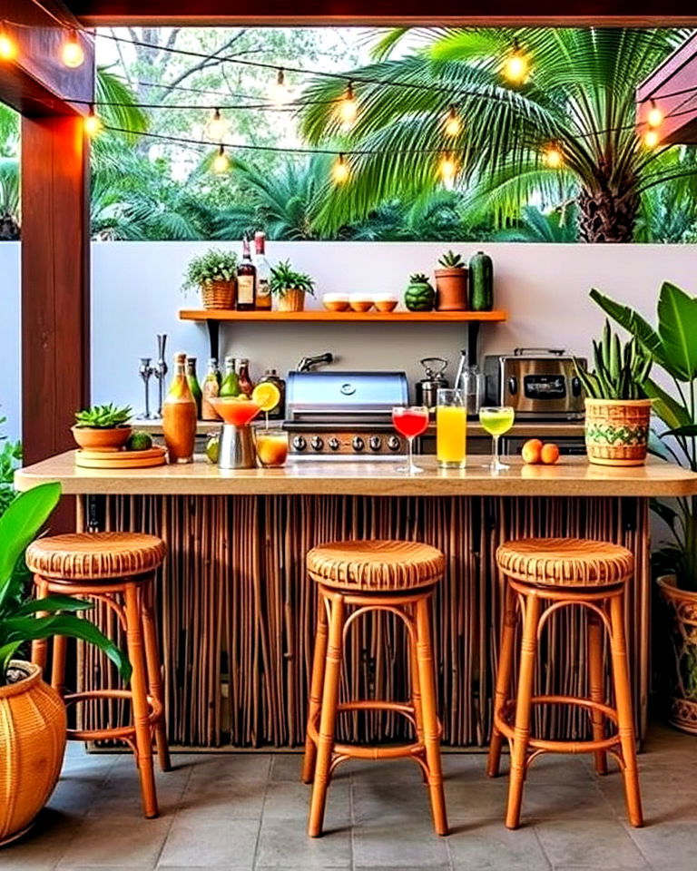 tropical bar station for summer kitchen - 20 Summer Kitchen Ideas