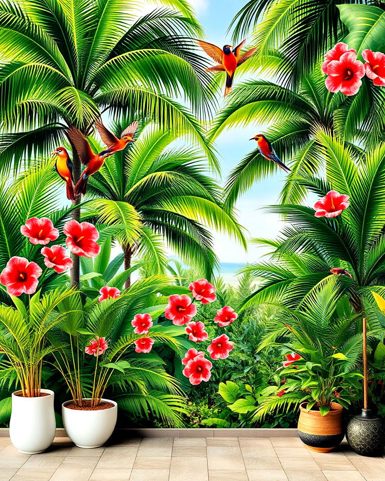tropical escape mural for garden - 30 Garden Mural Ideas