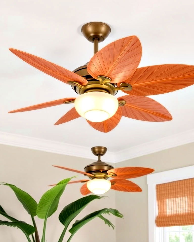 tropical inspired ceiling fan design - 25 Tropical Living Room Ideas