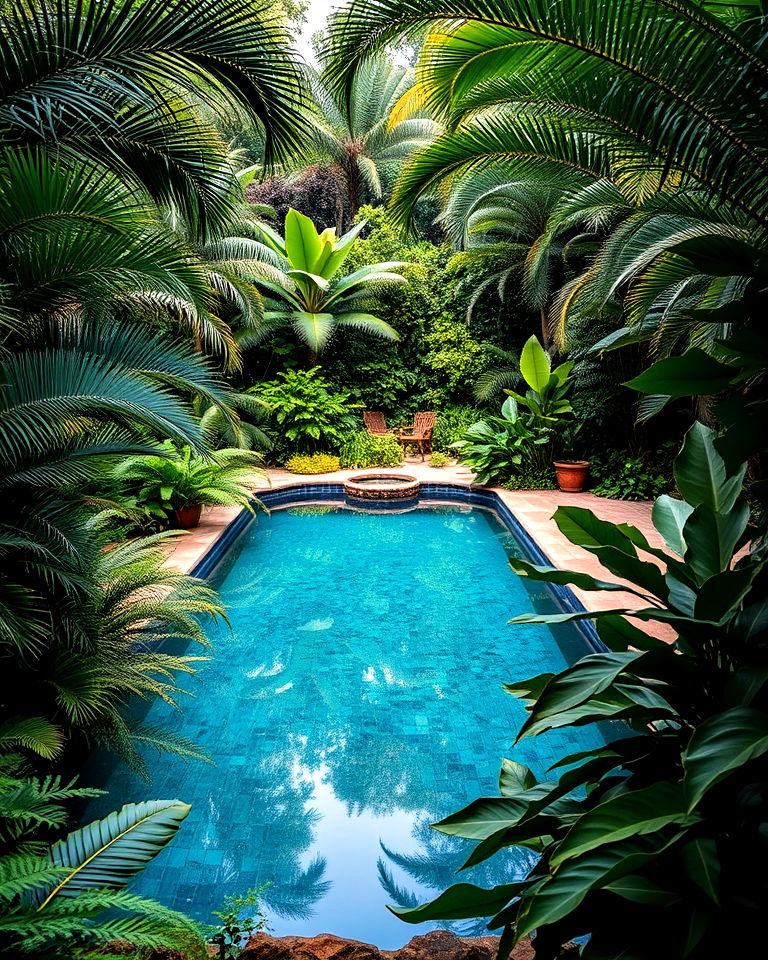tropical landscaping for jungle pool - 40 Swimming Pool Ideas