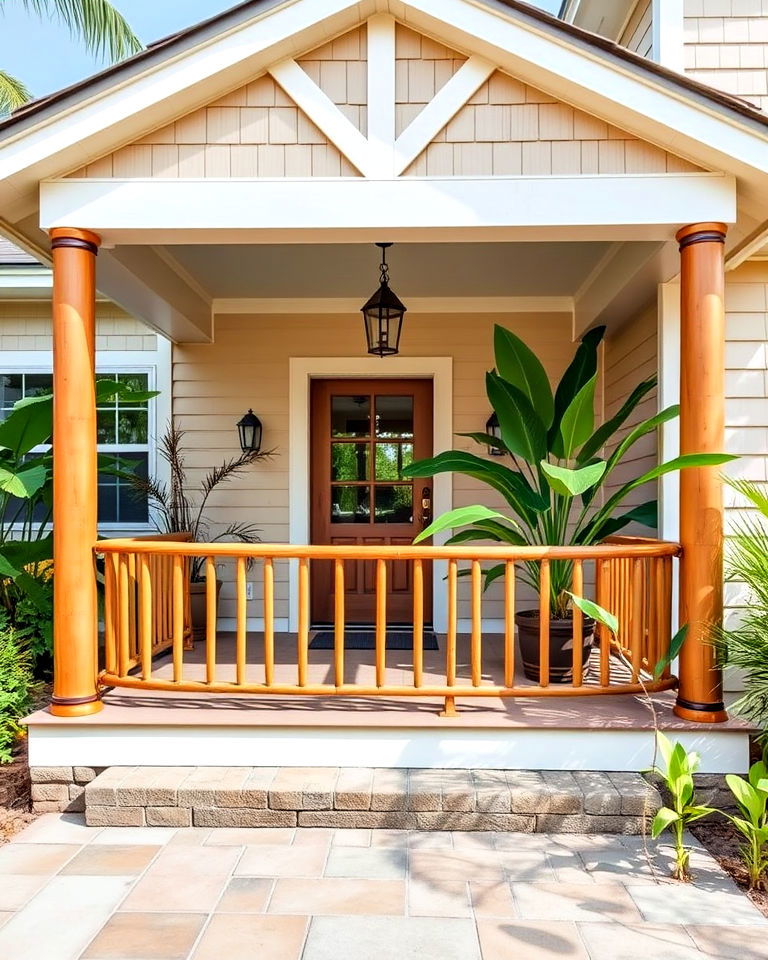 tropical vibe bamboo railings - 25 Front Porch Railing Ideas