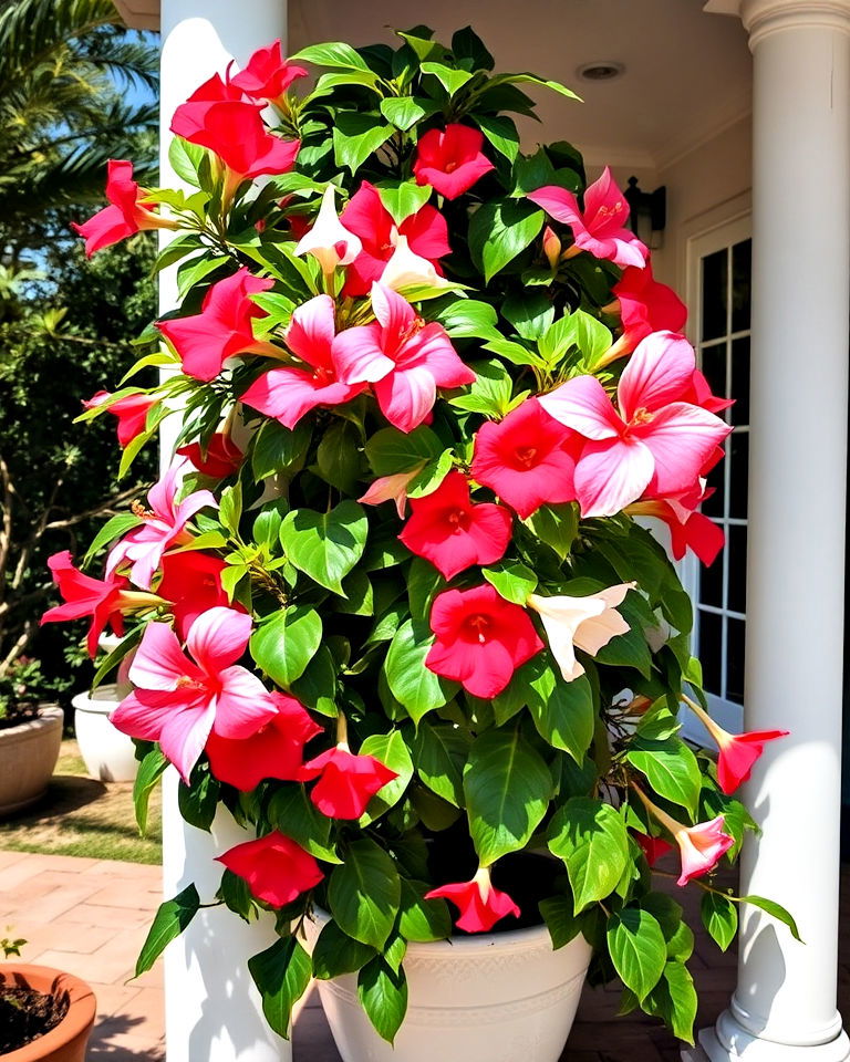 tropical vine mandevilla - 30 Outdoor Plants for Patio