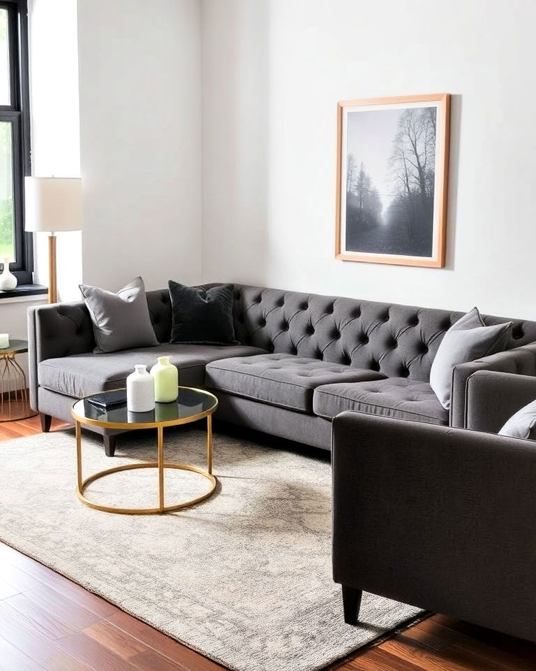 tufted upholstery for small living room sectional - 30 Small Living Room Sectional Layout Ideas