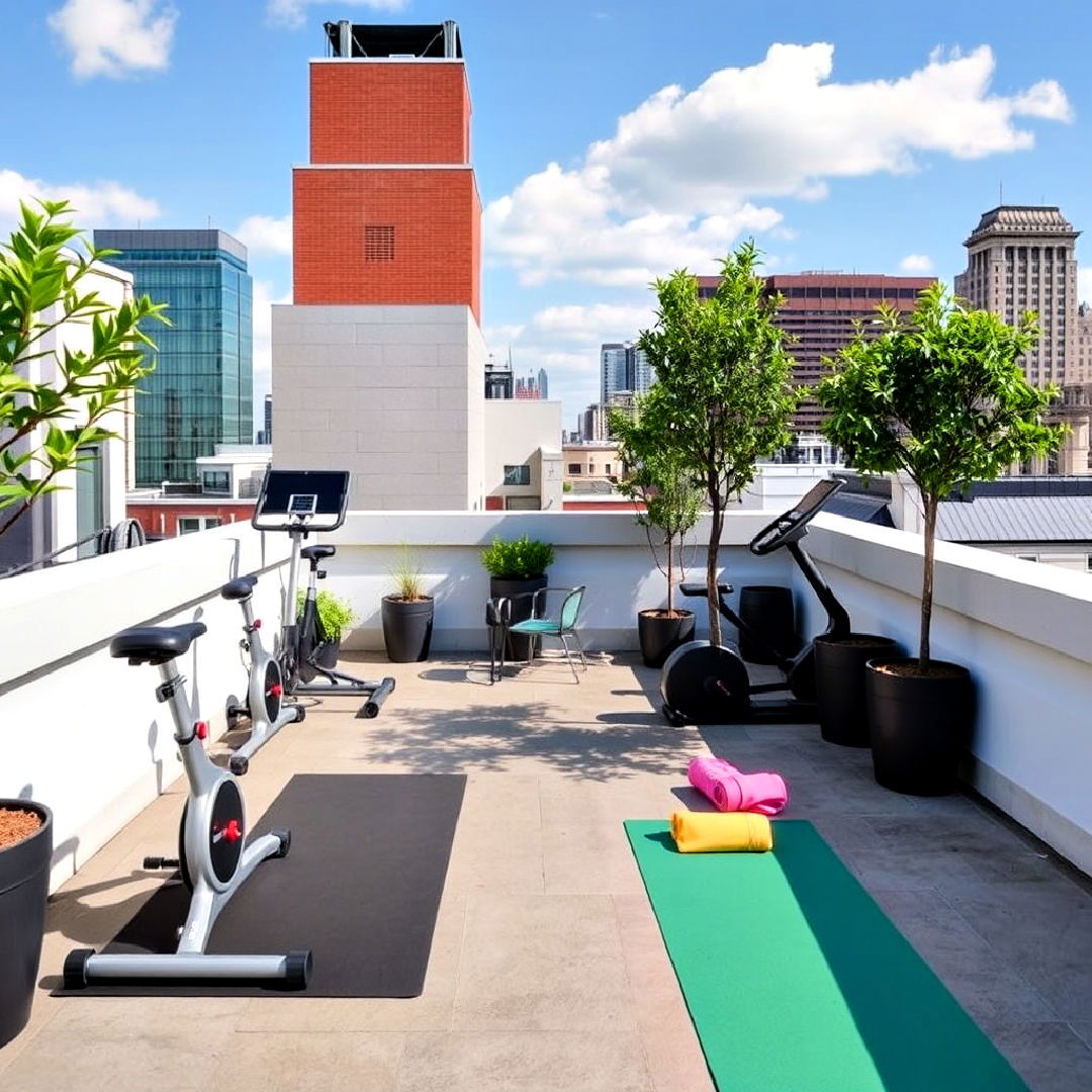 turn rooftop deck in personal gym - 40 Rooftop Deck Ideas