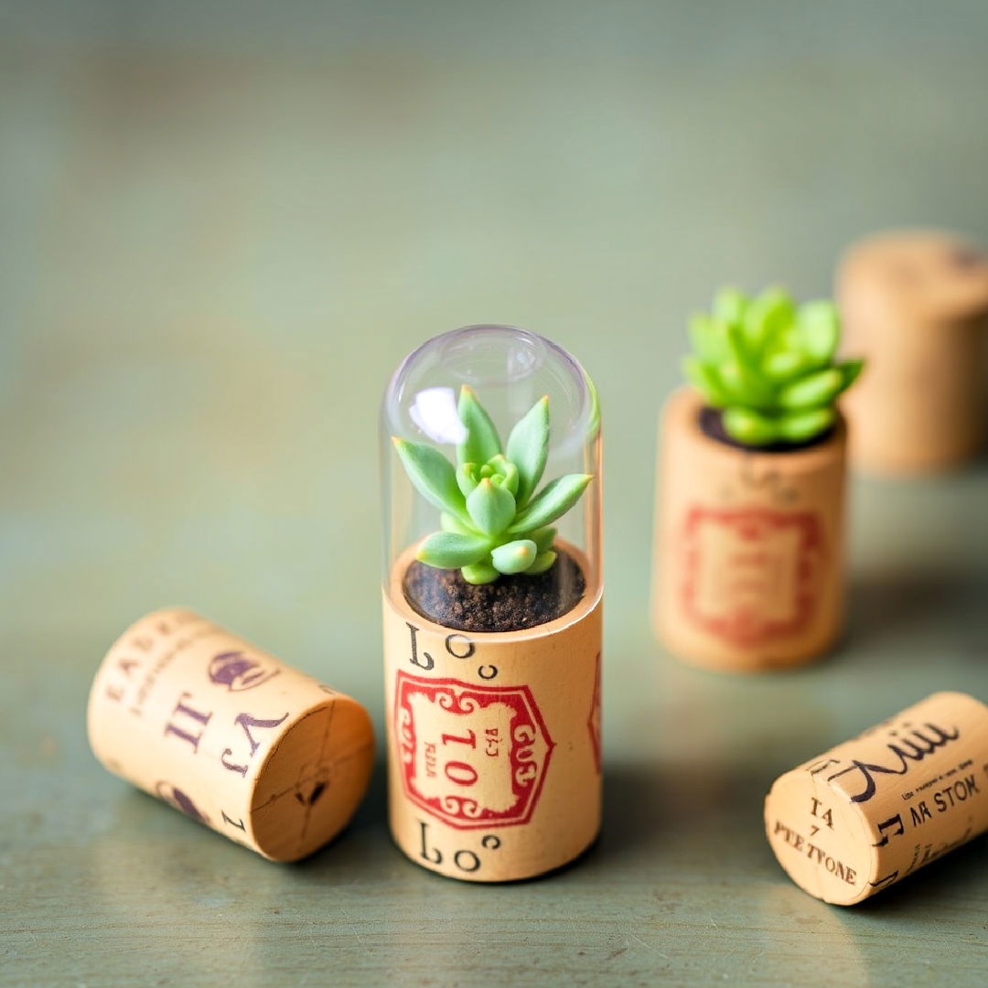 turn wine cork into mini terrarium - 40 Terrarium Ideas