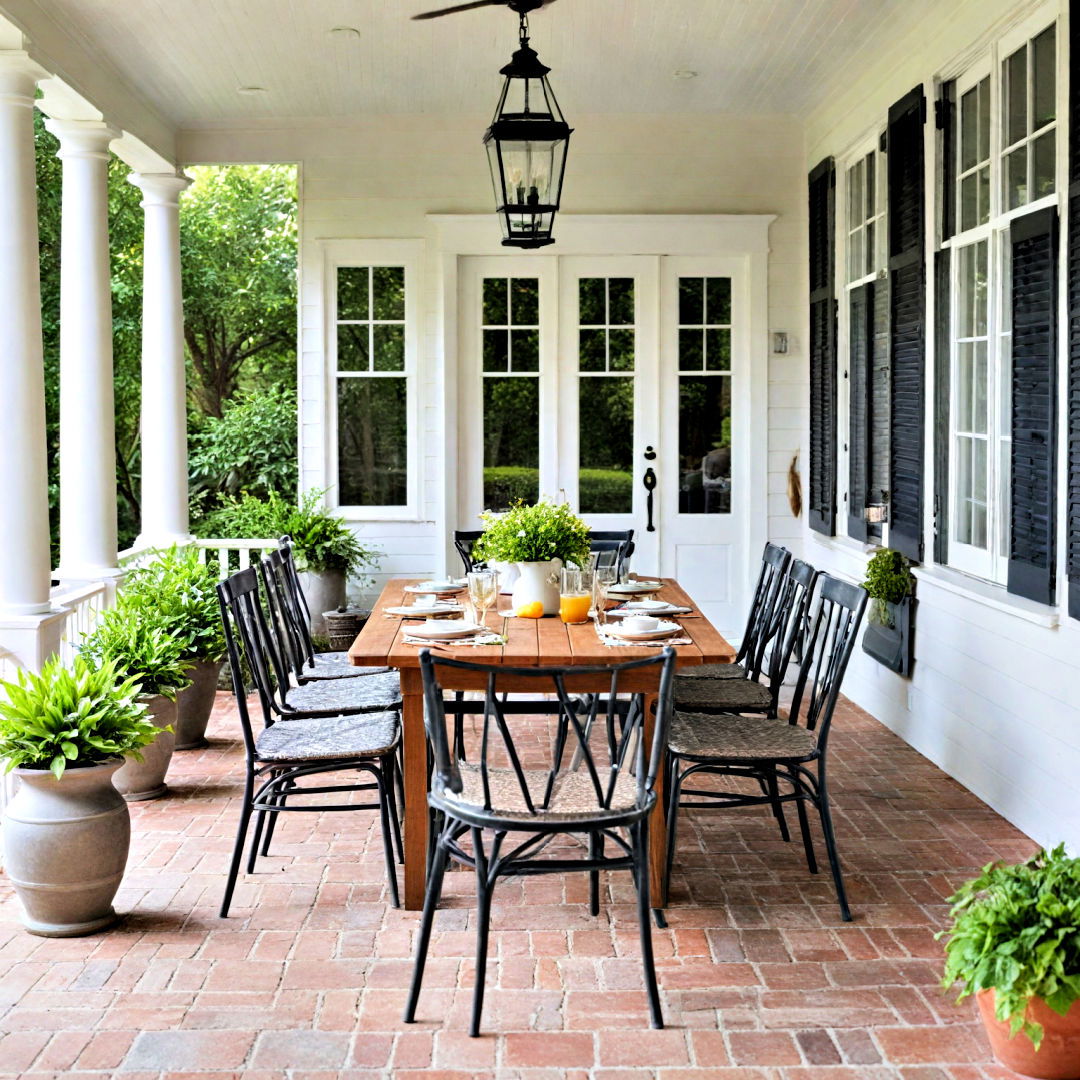 turn your porch into a functional dining area - 40 Front Porch Ideas
