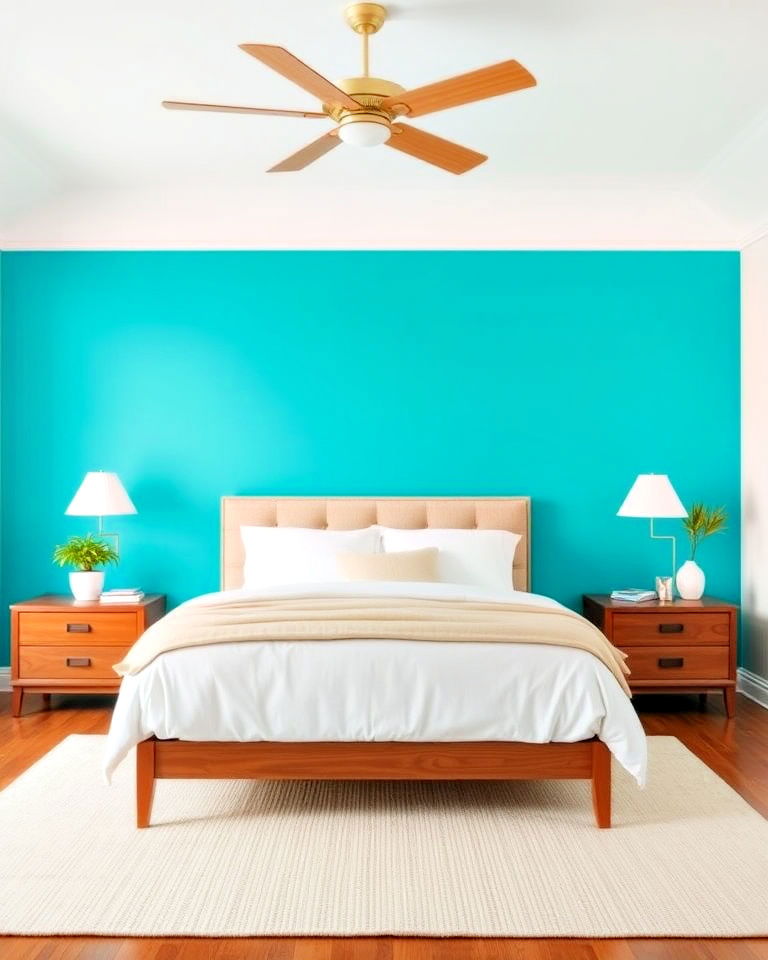 turquoise accent wall for bedroom - 15 Turquoise Bedroom Ideas