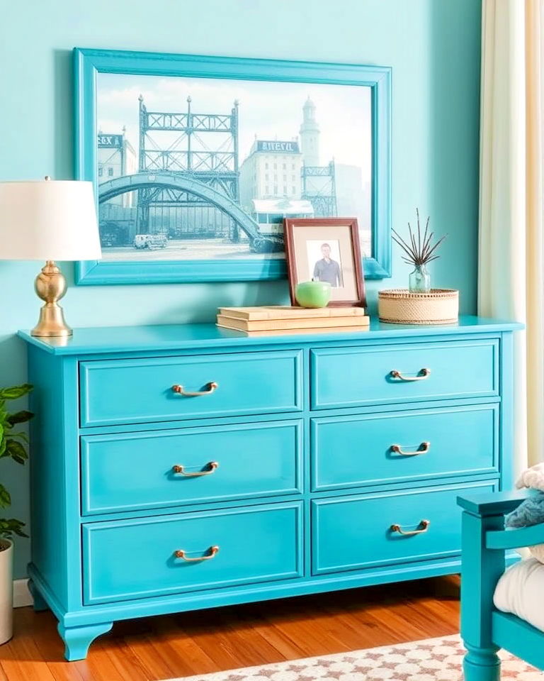 turquoise dresser for bedroom - 15 Turquoise Bedroom Ideas