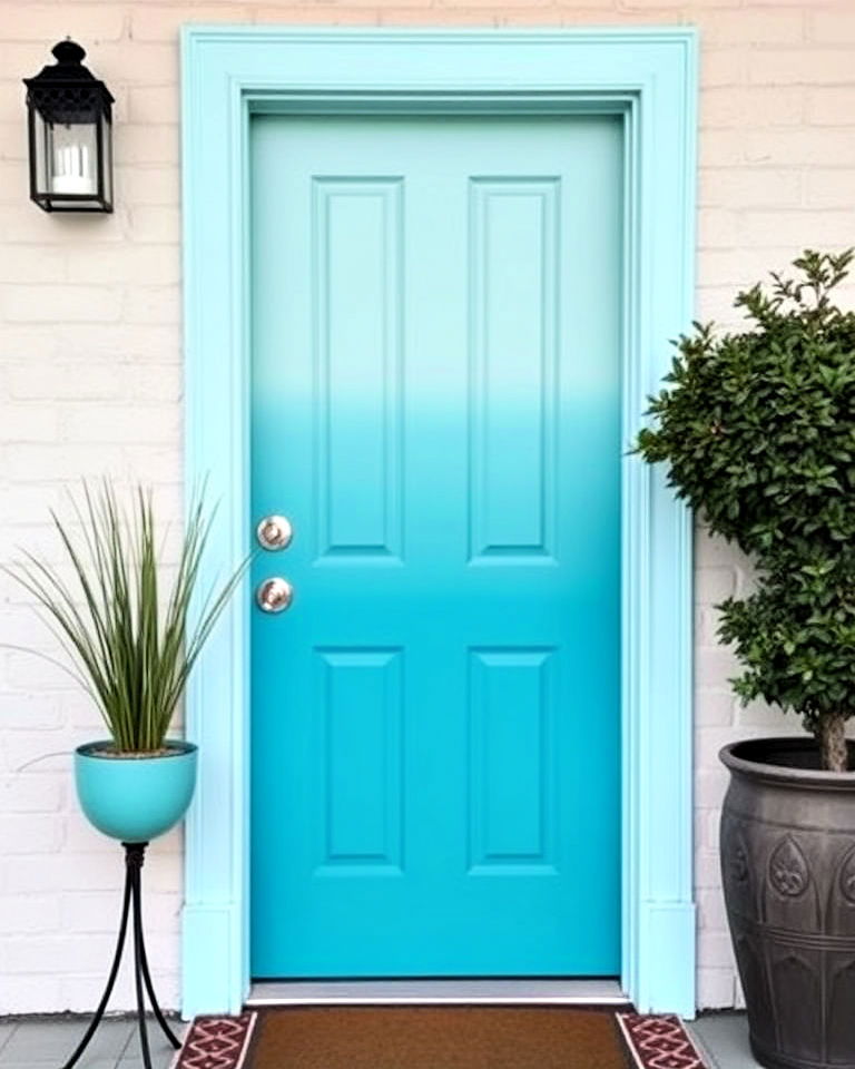 turquoise ombre effect for front door - 20 Turquoise Front Door Ideas