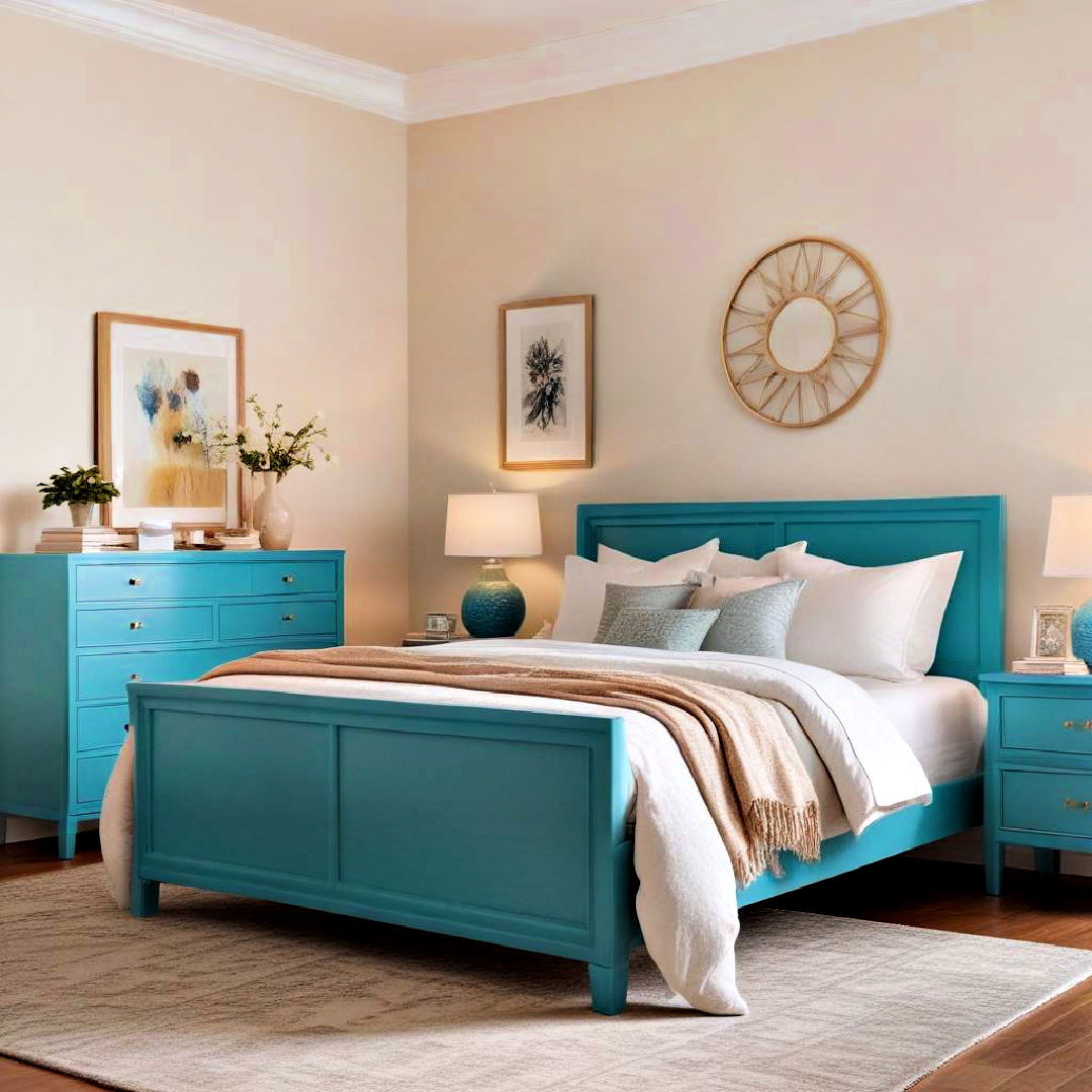 turquoise statement furniture for blue bedroom - 40 Blue Bedroom Ideas