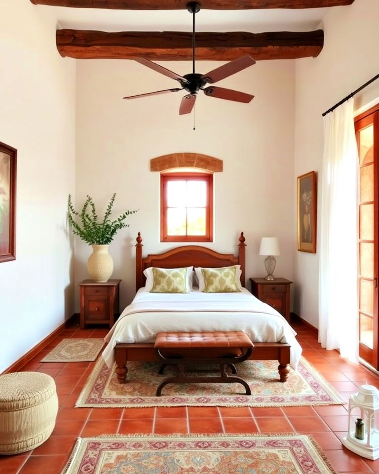 tuscan bedroom with terracotta flooring - 20 Tuscan Bedroom Ideas