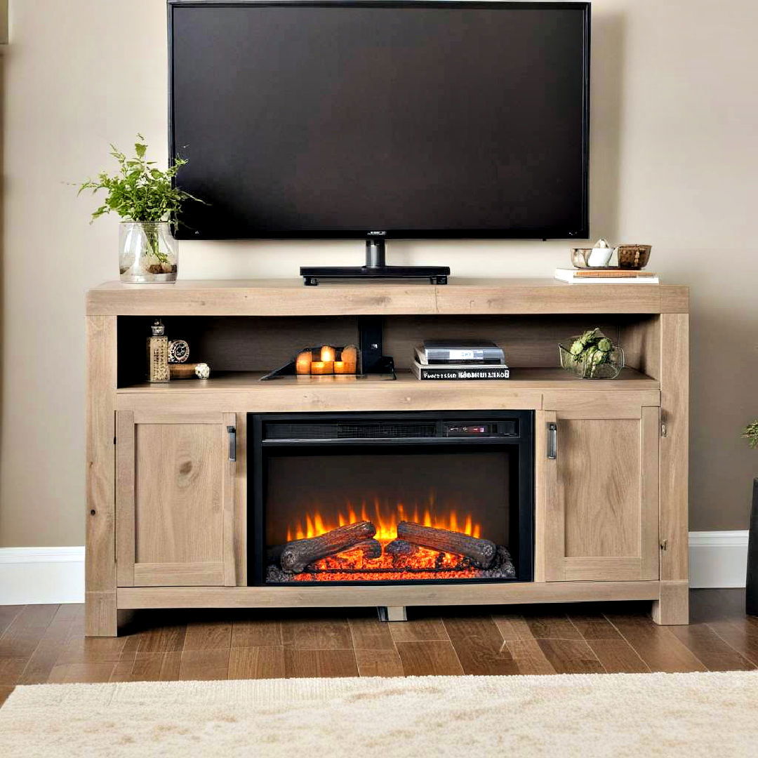 tv stand with electric fireplace - 40 Modern Fireplace Ideas