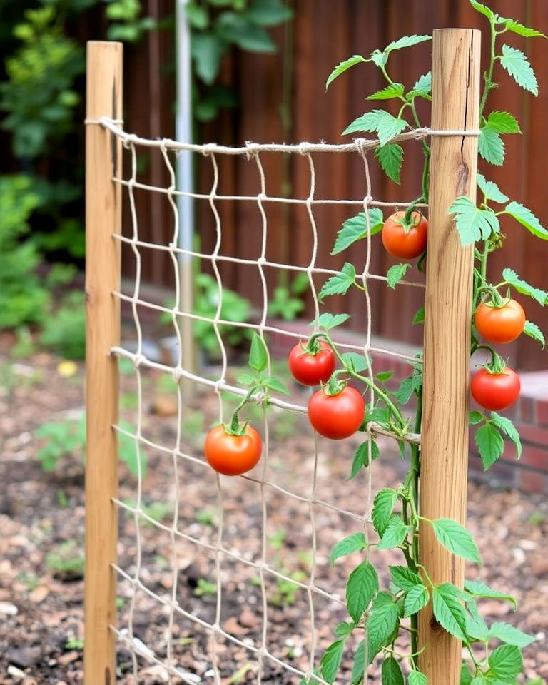 twine fence trellis for tomato plants - 30 Tomato Trellis Ideas