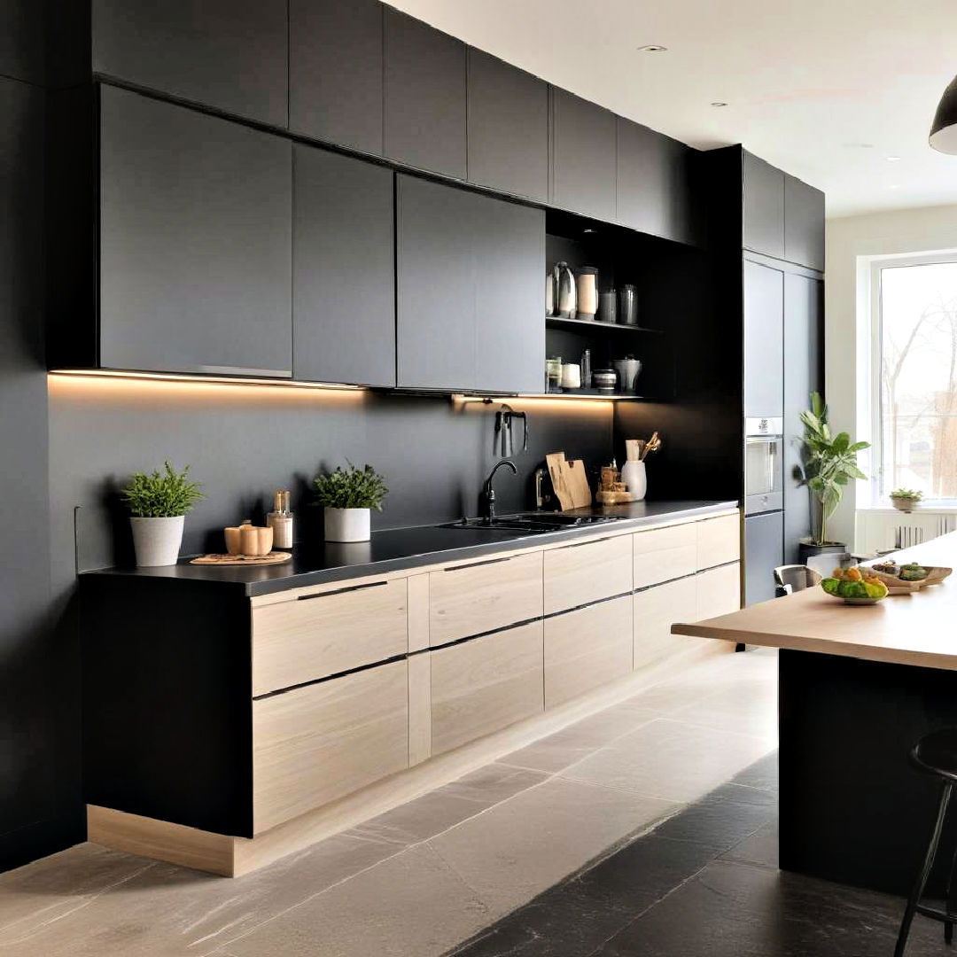 two tone cabinets for black kitchen - 40 Black Kitchen Ideas