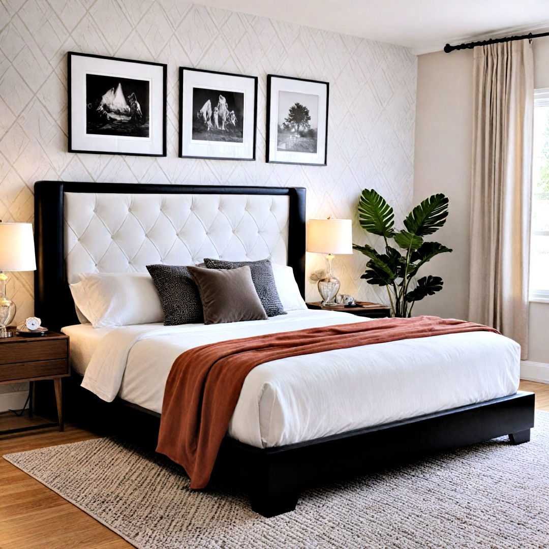 two tone headboard ideas - 40 Black and White Bedroom Ideas