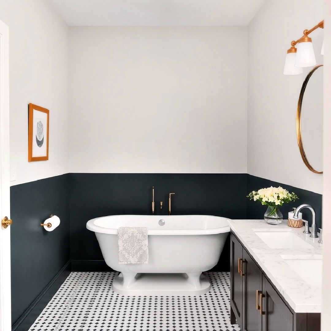 two tone walls for colorful bathroom - 25 Colorful Bathroom Ideas
