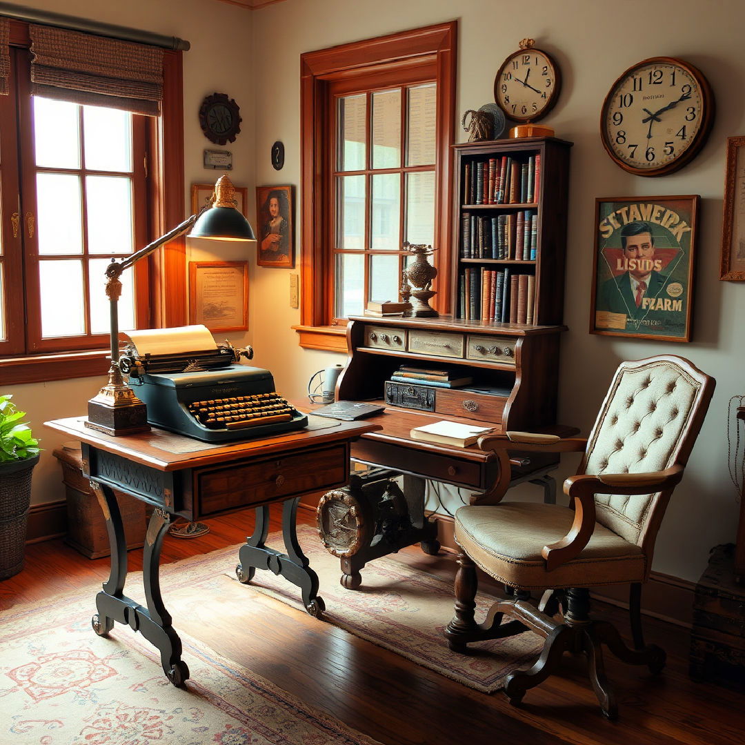 typewriter and antique writing desk ideas - 25 Steampunk Interior Design Ideas