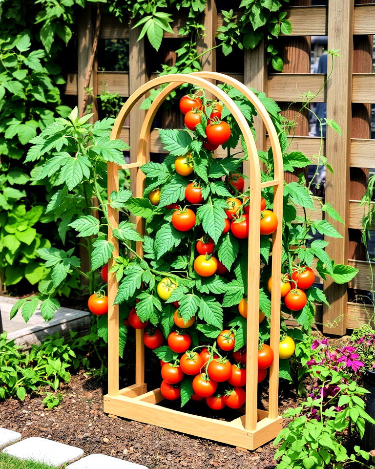 u shape trellis for additional support - 30 Tomato Trellis Ideas