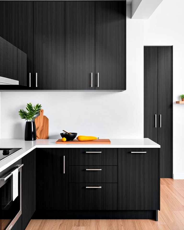 ultra modern dark laminate cabinets - 30 Dark Wood Kitchen Cabinets
