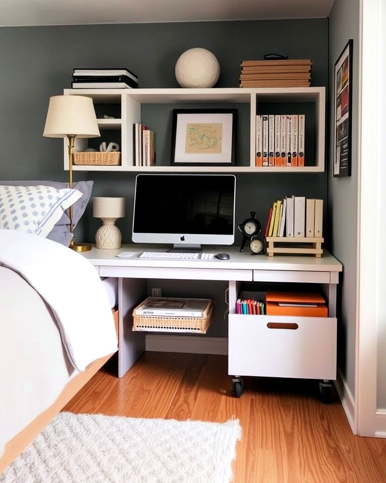 under bed pull out drawers - 40 Bedroom Office Ideas