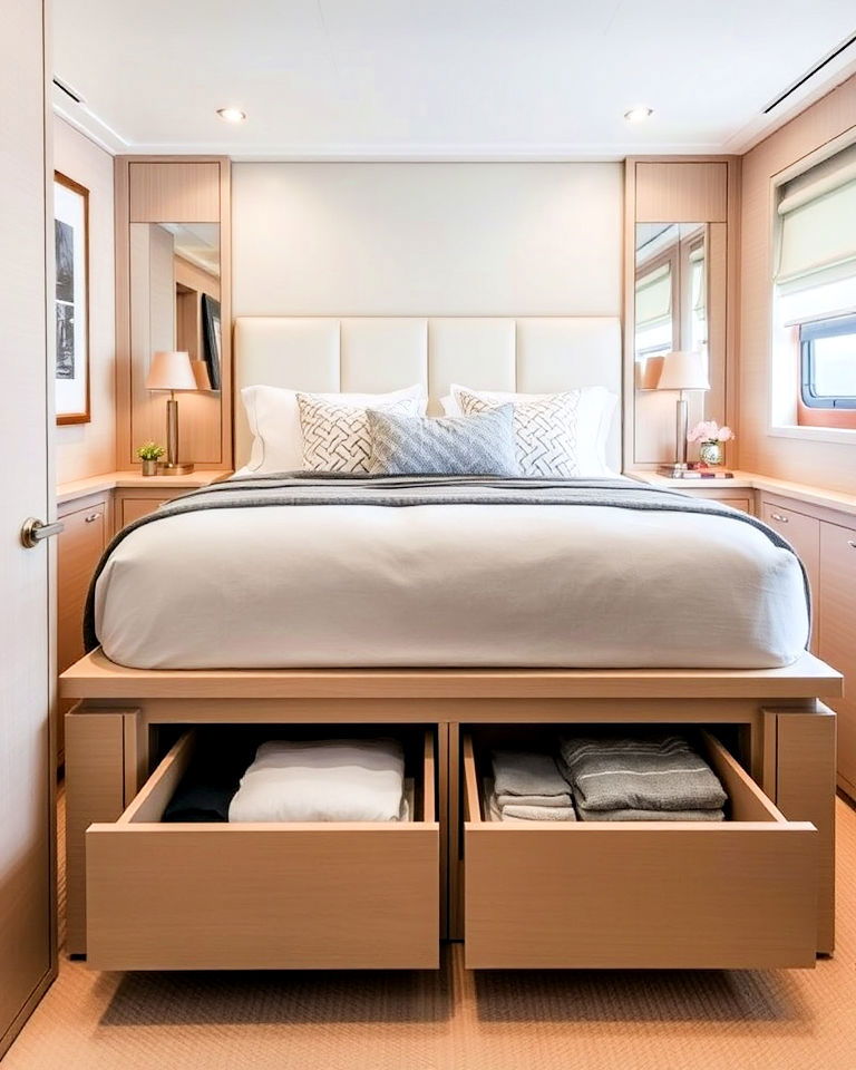 under bed storage for yacht bedroom - 20 Yacht Bedroom Ideas