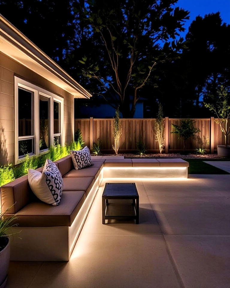 under bench lights for backyard - 40 Backyard Lighting Ideas
