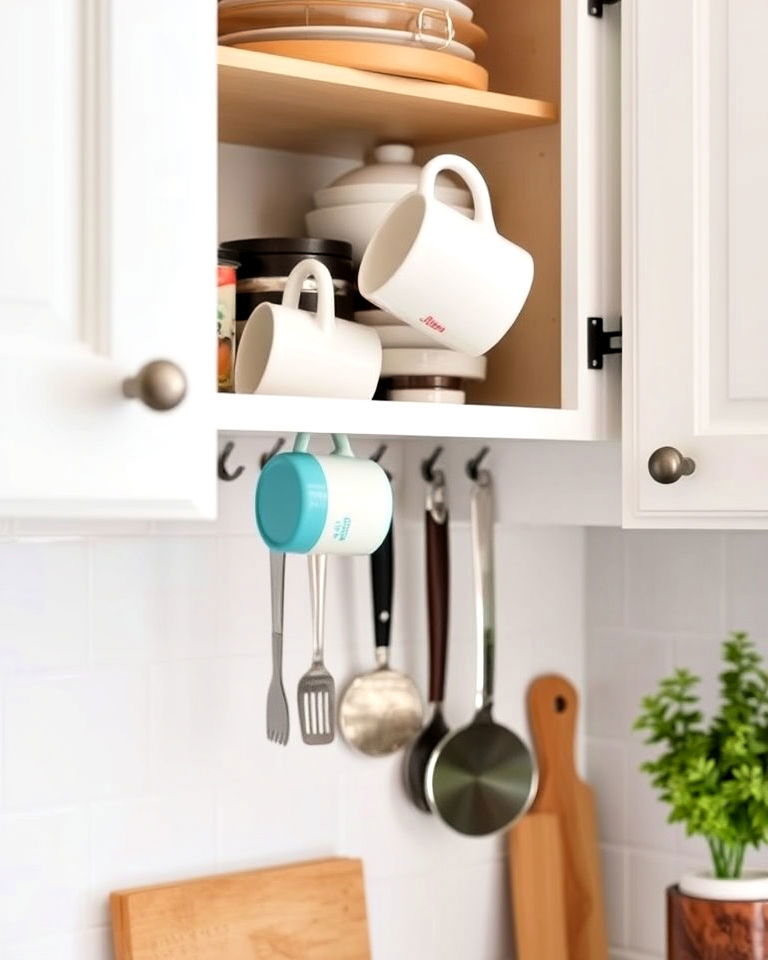 under cabinet hooks for small kitchen storage - 40 Small Kitchen Storage Ideas