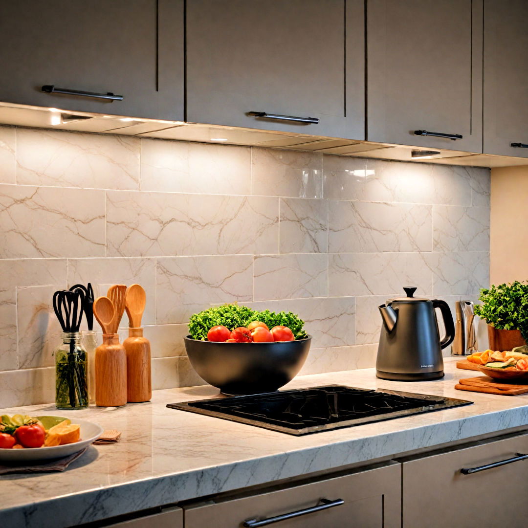 under cabinet lighting improves visibility - 40 Modern Kitchen Ideas