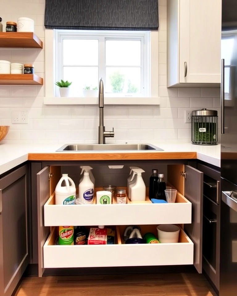 under sink drawers for small kitchen storage - 40 Small Kitchen Storage Ideas