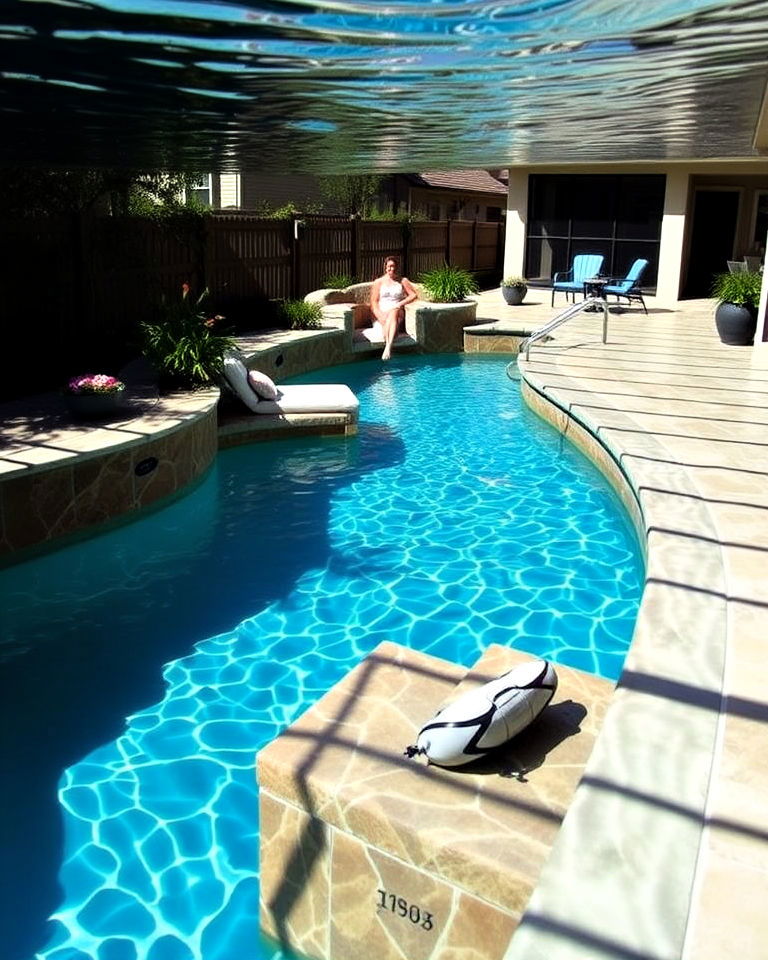 underwater seating for lazy river pool - 20 Lazy River Swimming Pool Ideas