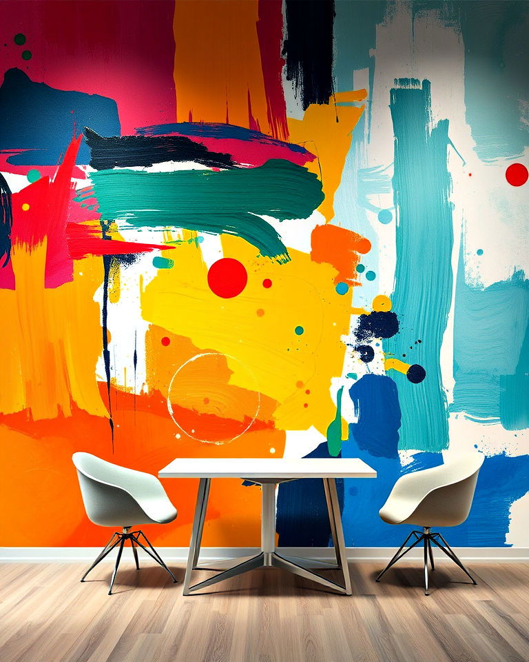 unique abstract expressionist mural - 25 Office Wall Murals