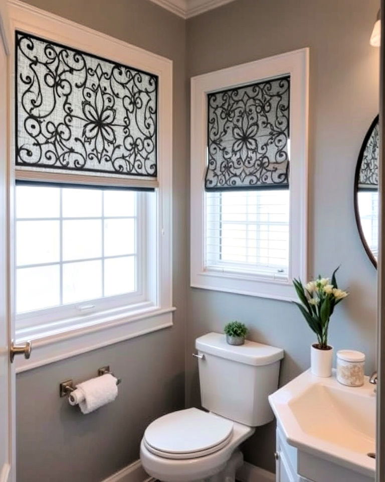 unique adjustable privacy screens - 30 Bathroom Window Treatment Ideas