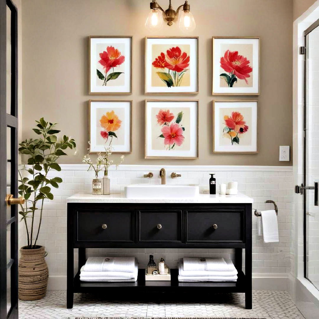 unique artwork idea - 40 Bathroom Decor Ideas