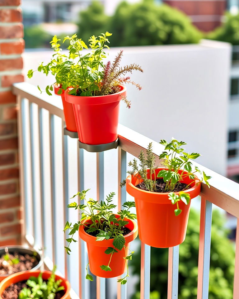 unique balcony railing herb planters - 20 Balcony Herb Garden Ideas